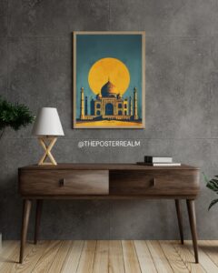 Golden Taj Mahal – Minimalist Sunset Wall Art Poster