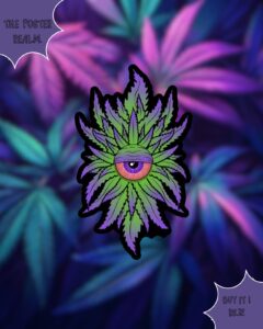 Psychedelic Eye Leaf Poster – Trippy Nature Wall Art for Bold Spaces